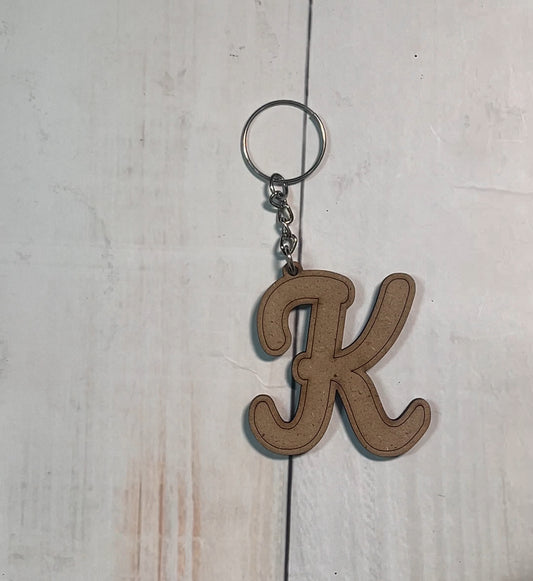 Personalized Wooden Initial Keychain – Letter K – 07KS0024