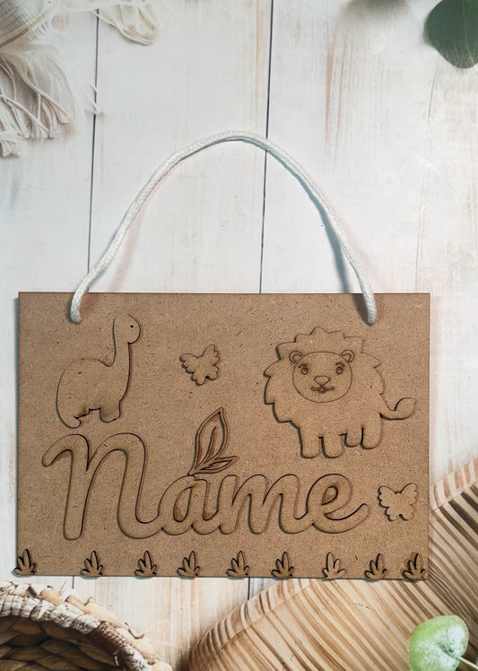 Personalized Jungle Theme MDF Name Hanging – 07KS0025