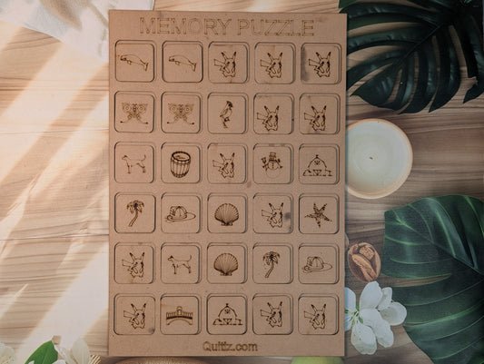 Wooden Engraved Memory Puzzle Game for Kids – Interactive Matching Board – 07KS0022