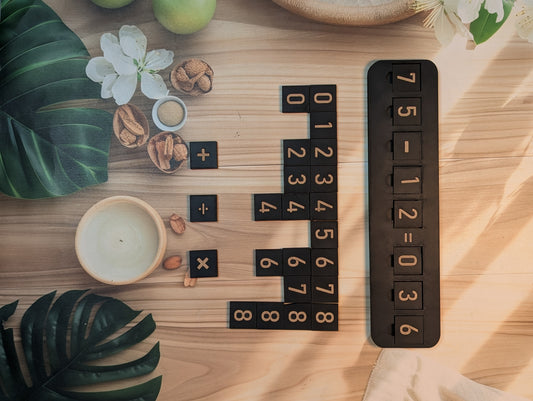 Wooden Maths Learning Puzzle Board – Number & Operation Slider Game -07KS0028